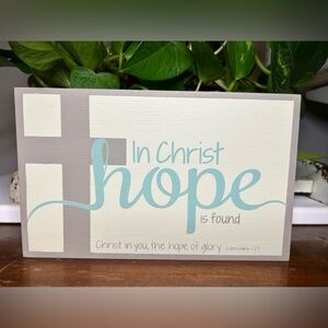 💜4for$20💜 Hopeful Wall Art with Cross Design - Cream and Blue